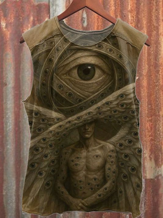 Vintage Archangel Print Casual Cotton Tank Top