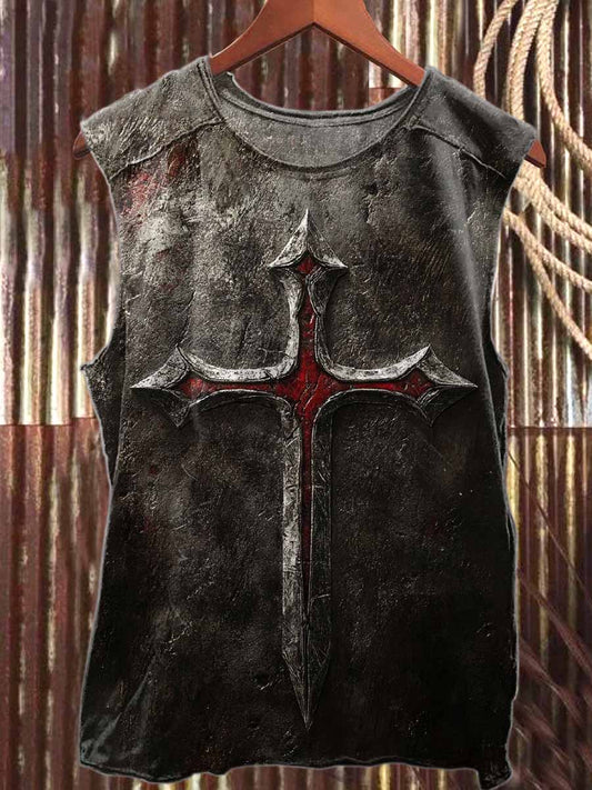 Retro Knight Sword Casual Pure Cotton Tank Top