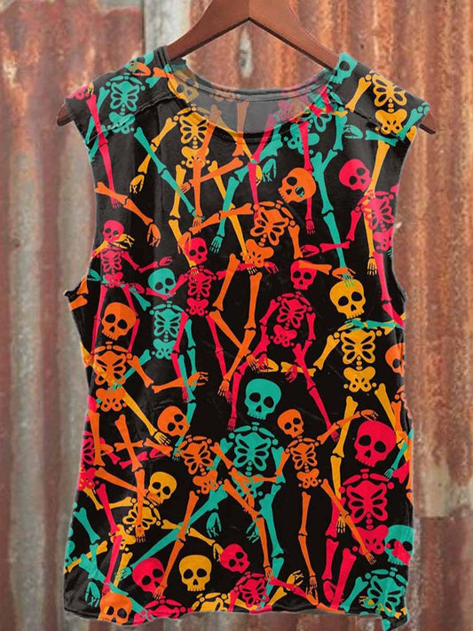 Retro Graffiti Print Casual Pure Cotton Tank Top