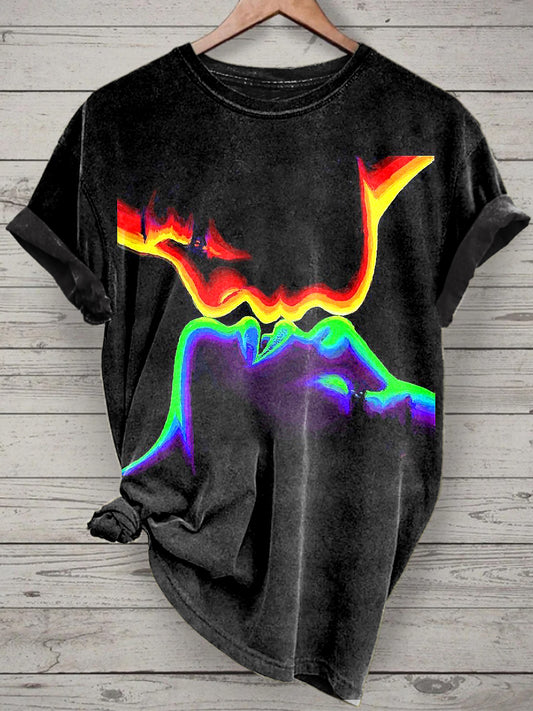 Unisex Psychedelic Printed Vintage Fashion Loose Short Sleeve T-Shirt