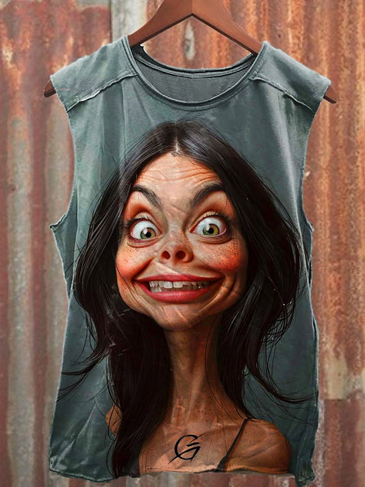 Men's Casual Funny Lady Printed Tank Top