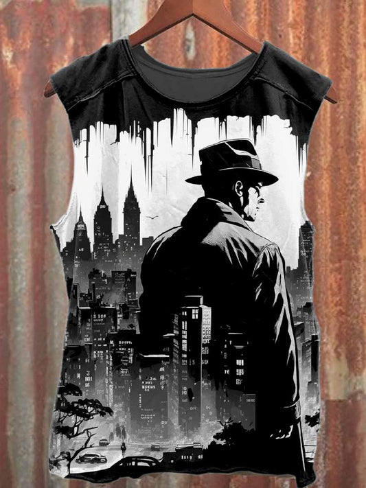 Crime Investigator Printed Casual Cotton Tank Top