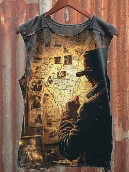 Crime Investigator Printed Casual Cotton Tank Top
