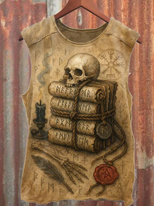 Retro Graffiti Print Casual Cotton Tank Top