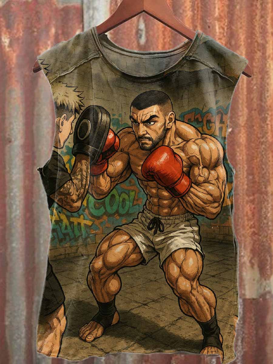 Vintage Boxing Casual Cotton Tank Top