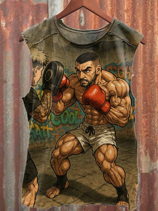 Vintage Boxing Casual Cotton Tank Top