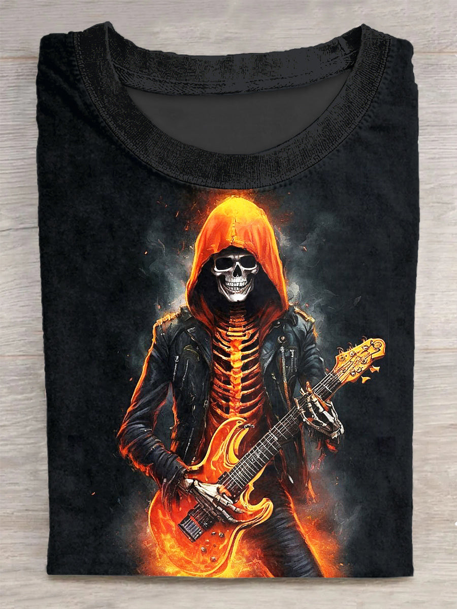 Guitarist Printed Vintage Fashion Loose Short Sleeve T-Shirt