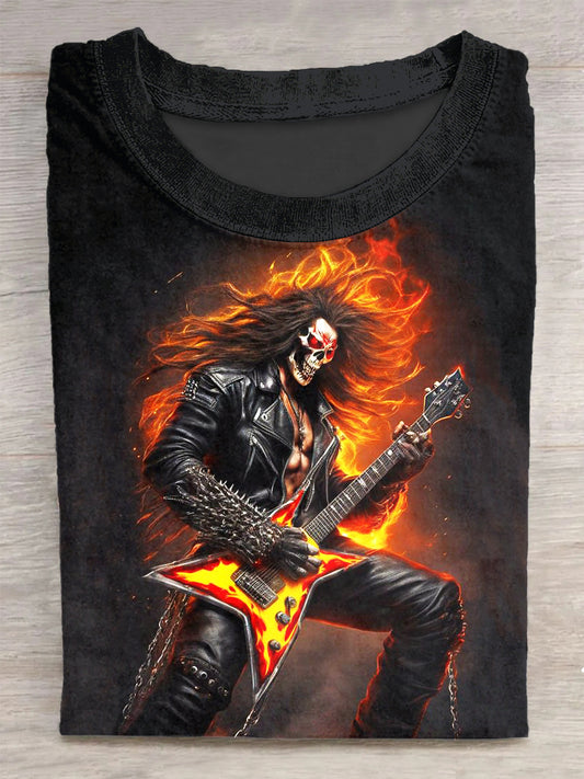 Guitarist Printed Vintage Fashion Loose Short Sleeve T-Shirt