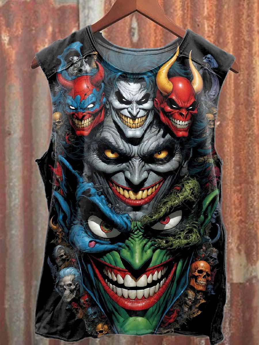 Retro Graffiti Print Casual Cotton Tank Top