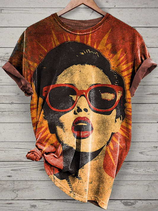 Unisex Pop Art Printed Vintage Fashion Loose Short Sleeve T-Shirt