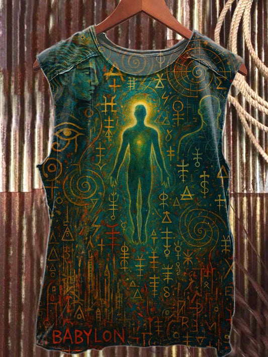 Vintage Sacred Geometry Loose Cotton Tank Top