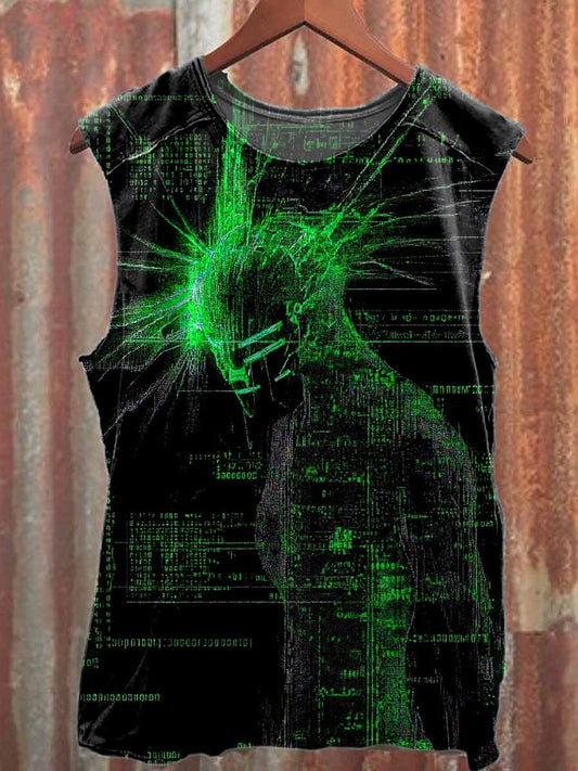 Vintage Graffiti Loose Cotton Tank Top