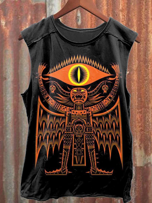 Retro Simple Rune Print Casual Cotton Tank Top