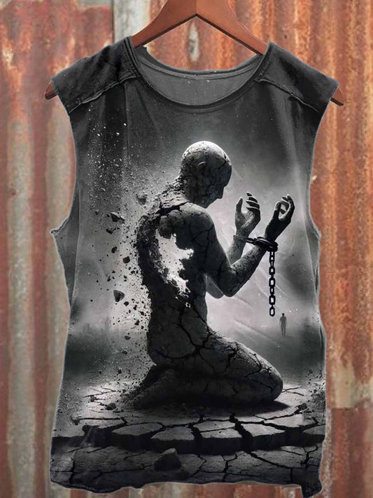 Vintage Printed Casual Cotton Tank Top