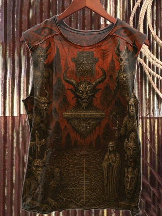Vintage Printed Casual Cotton Tank Top