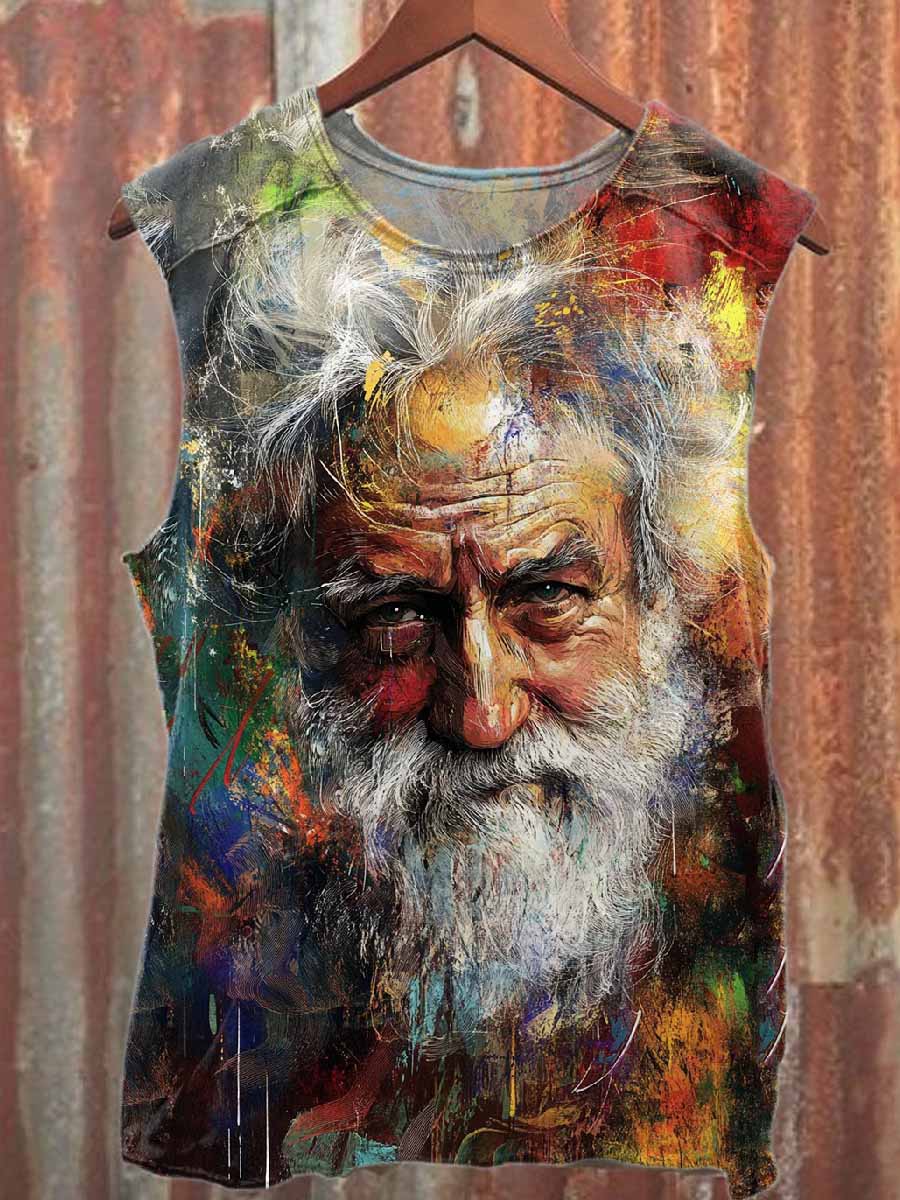 Retro Graffiti Print Casual Cotton Tank Top