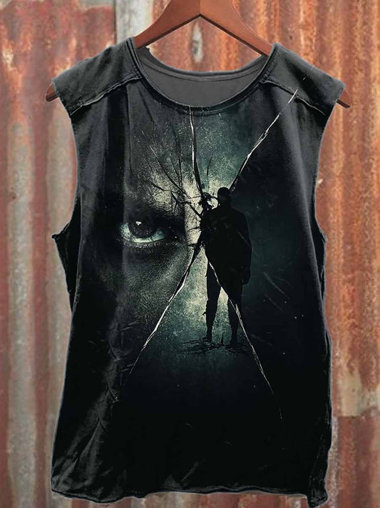 Retro Graffiti Print Casual Cotton Tank Top