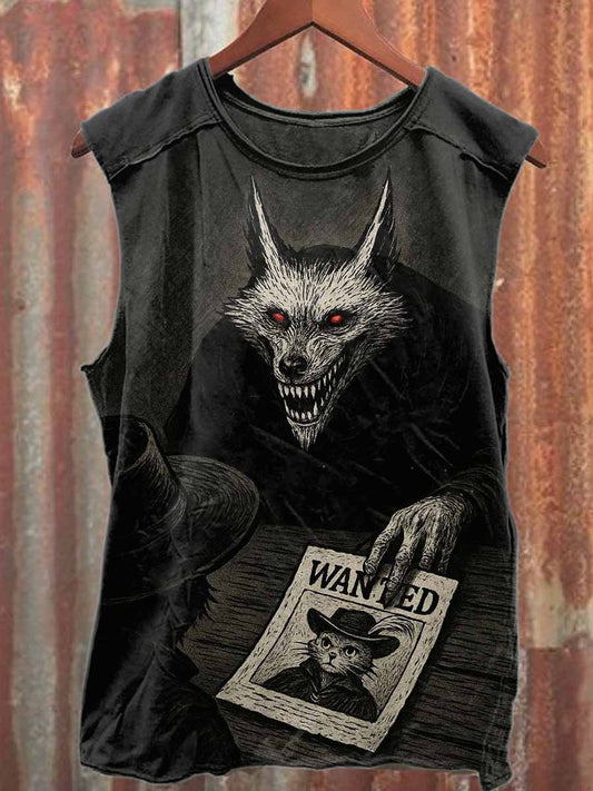 Vintage Printed Casual Cotton Tank Top
