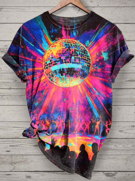 Unisex Liquid Light Show Printed Vintage Fashion Loose Short Sleeve T-Shirt