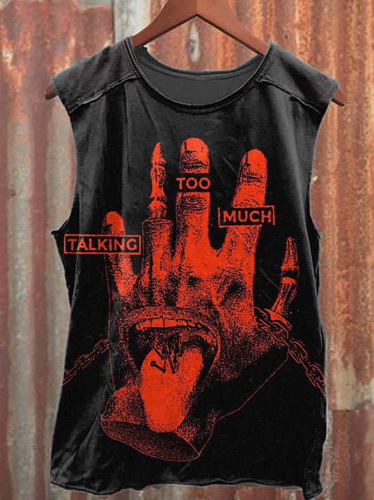 Retro Graffiti Print Casual Cotton Tank Top