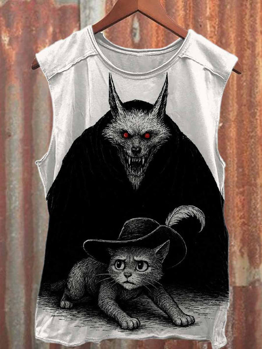 Vintage Printed Casual Cotton Tank Top