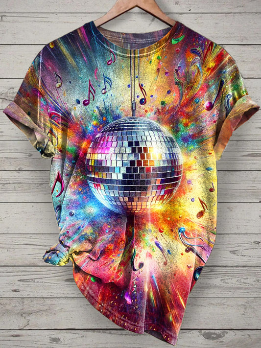 Unisex Liquid Light Show Printed Vintage Fashion Loose Short Sleeve T-Shirt