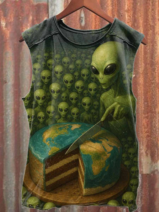 Retro Graffiti Print Casual Cotton Tank Top