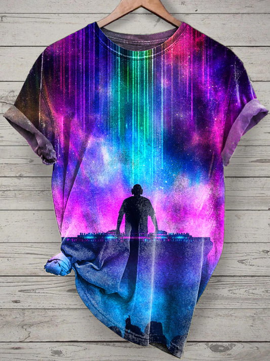 Unisex Liquid Light Show Printed Vintage Fashion Loose Short Sleeve T-Shirt