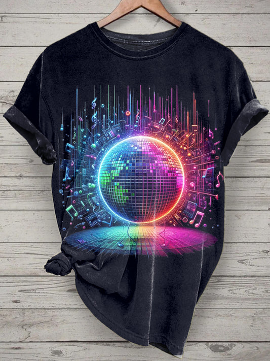 Unisex Liquid Light Show Printed Vintage Fashion Loose Short Sleeve T-Shirt