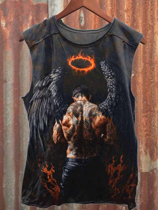 Vintage Dark Print Casual Cotton Tank Top