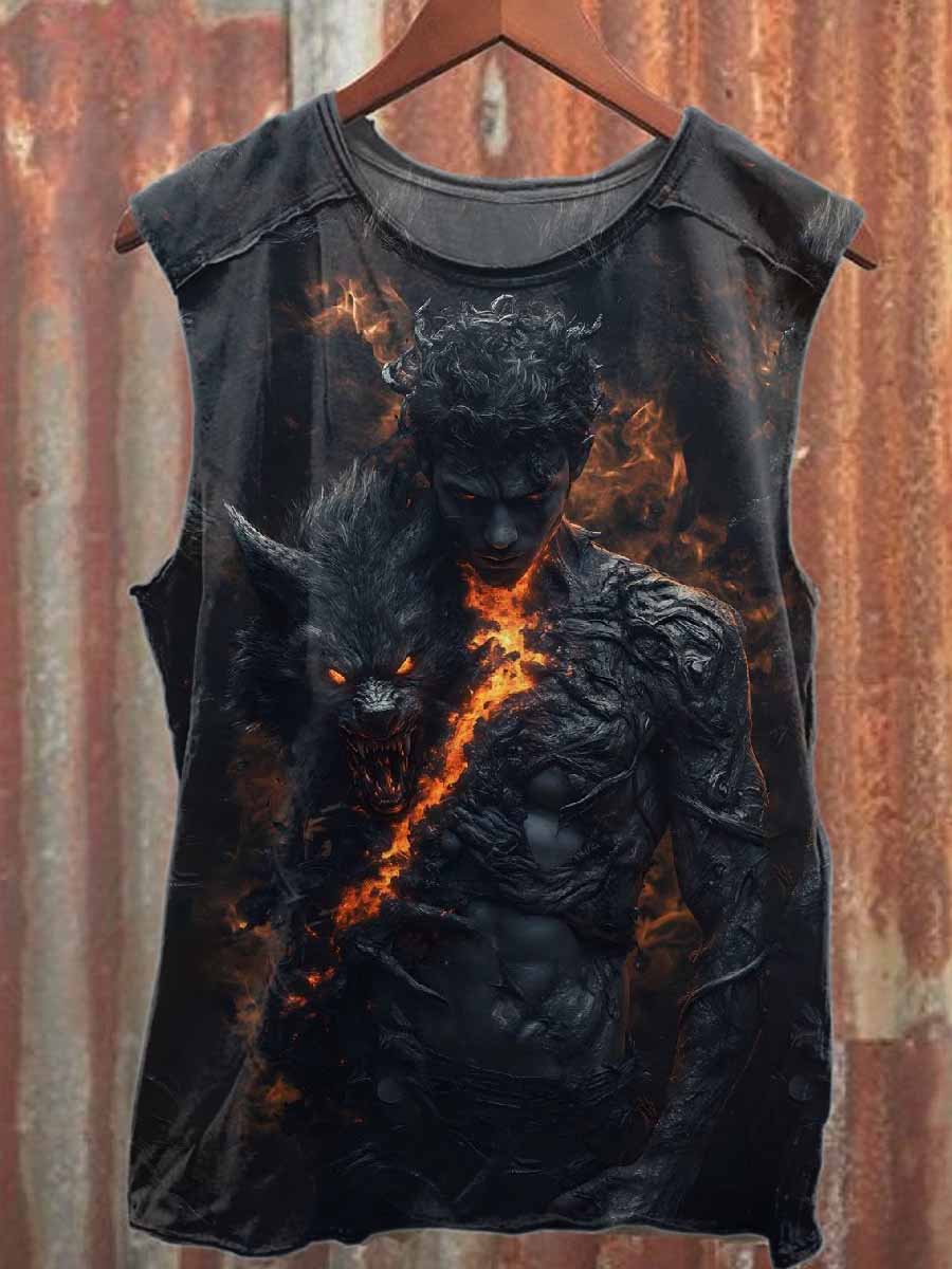 Vintage Dark Print Casual Cotton Tank Top