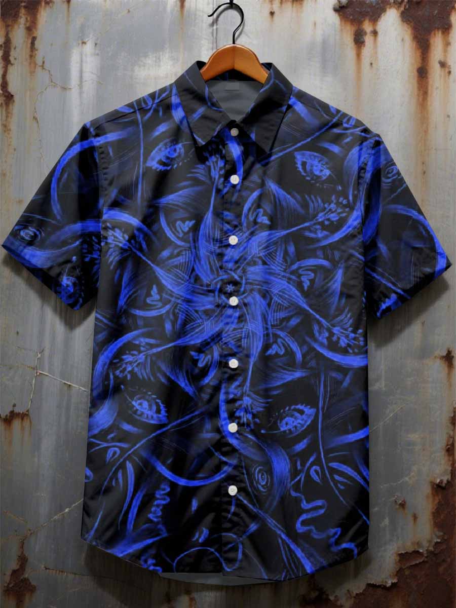 Vintage Graffiti Print Casual Cotton Shirt