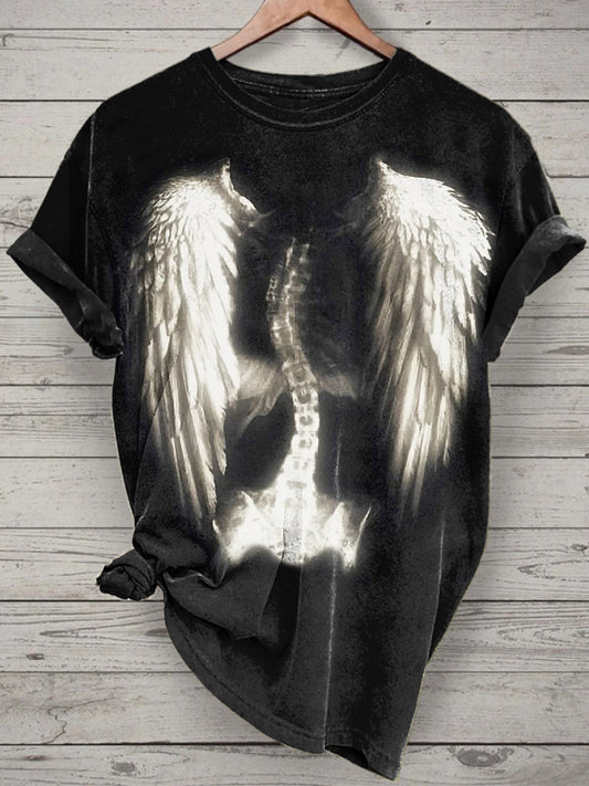 Unisex Psychedelic Skeleton Printed Vintage Fashion Loose Short Sleeve T-Shirt