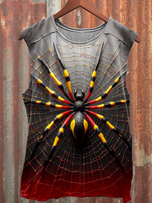 Men's Casual Spider Printed Tank Top