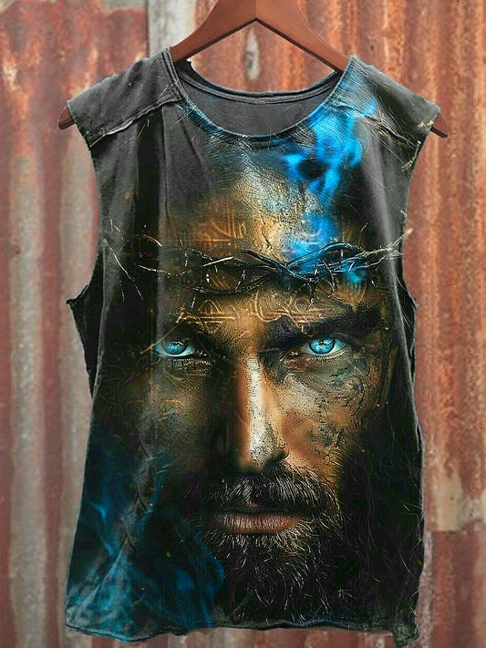 Men's Casual Jesus Printed Tank Top