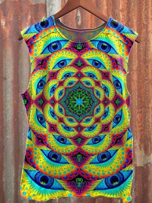 Retro Graffiti Print Casual Cotton Tank Top