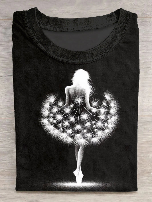 Unisex Funny Dandelion  Printed Vintage Fashion Loose Short Sleeve T-Shirt