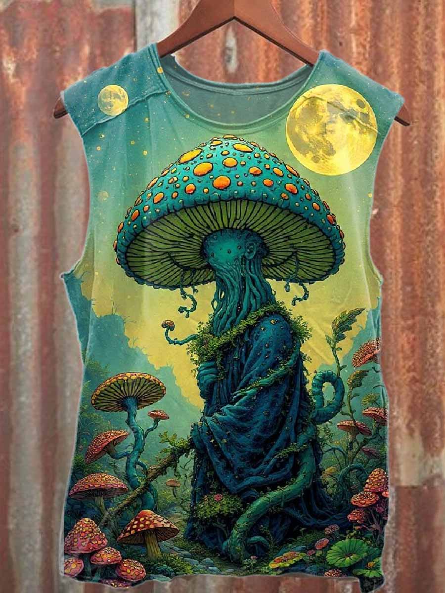 Retro Fantasy World Printed Casual Cotton Tank Top