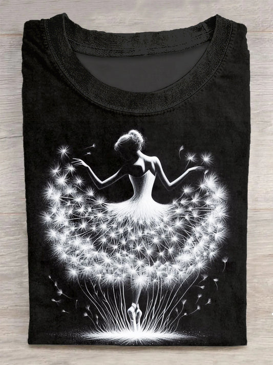 Unisex Funny Dandelion  Printed Vintage Fashion Loose Short Sleeve T-Shirt