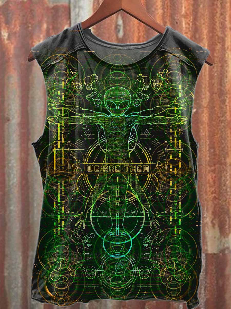 Men's Retro Printed Casual Cotton Tank Top
