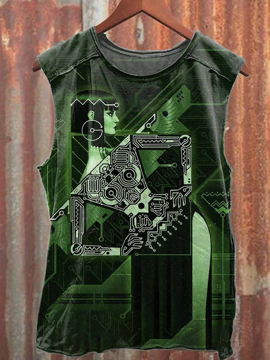 Surreal World Printed Casual Cotton Tank Top