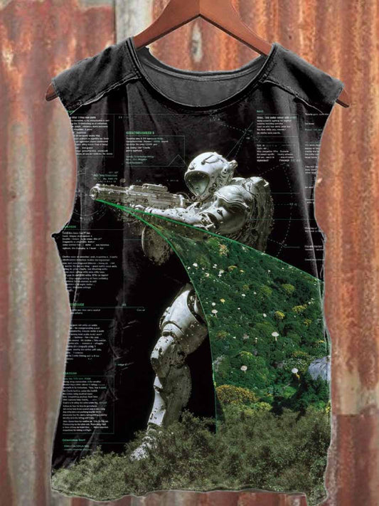 Surreal World Printed Casual Cotton Tank Top