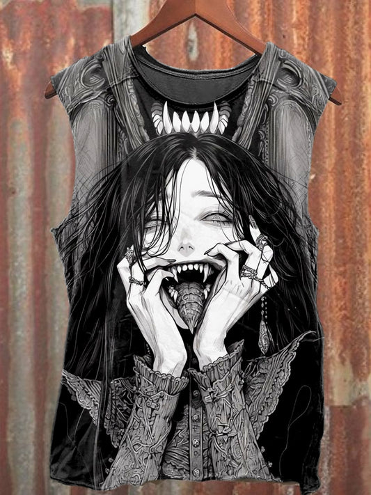 Men's Casual Vampire Printed Tank Top