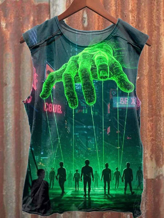 Graffiti Print Casual Cotton Tank Top