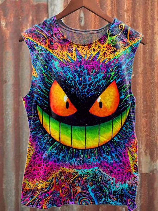 Retro Graffiti Print Casual Cotton Tank Top