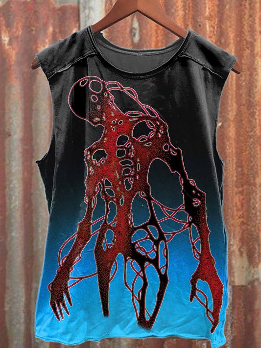 Retro Graffiti Print Casual Cotton Tank Top