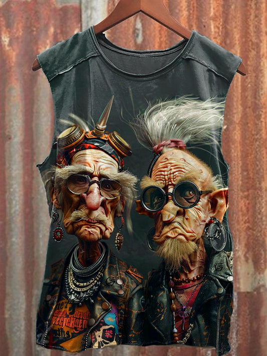 Men's Casual Funny Old Man Printed Tank Top