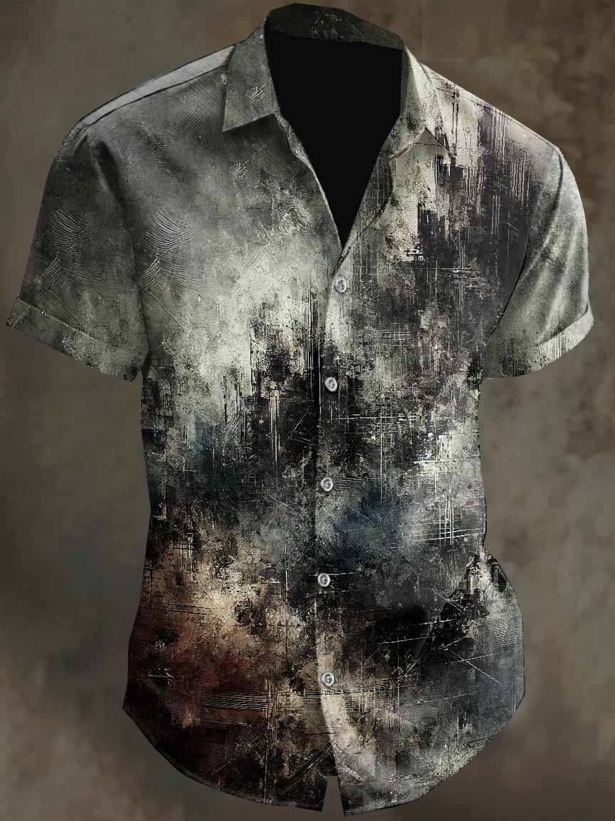 Men's Graffiti Print Casual Cotton Shirt