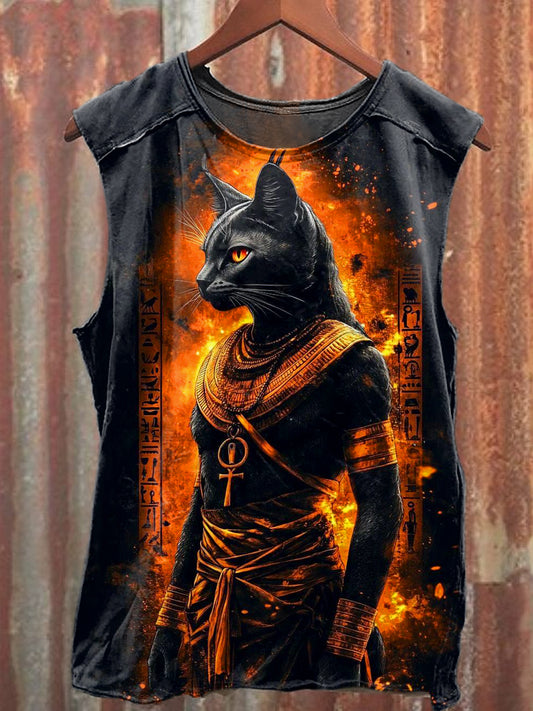 Men's Casual Cat Printed Tank Top