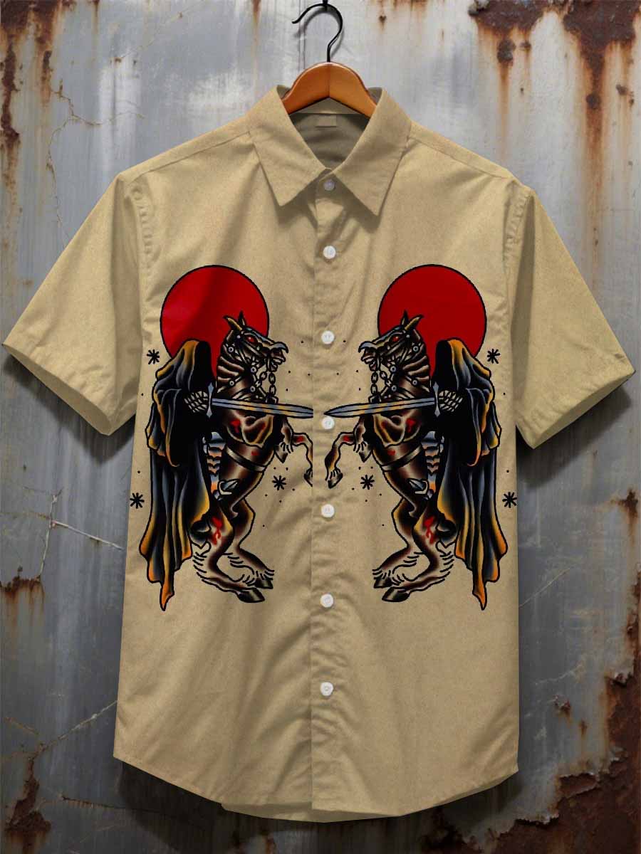 Men's Graffiti Print Casual Cotton Shirt